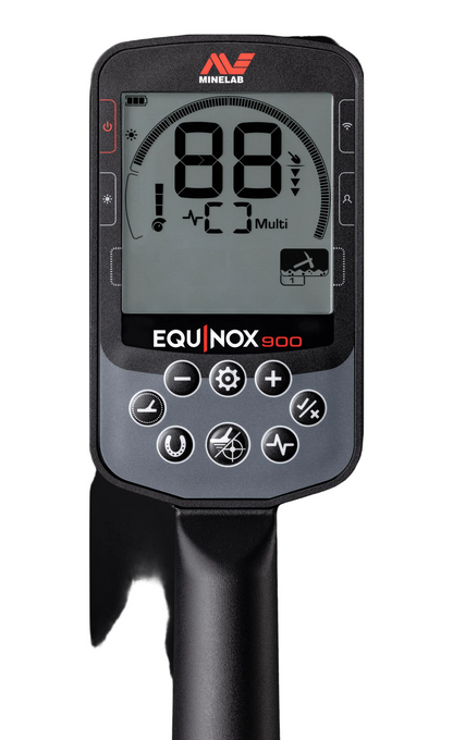 Minelab Equinox 900 waterproof metal detector display and controls